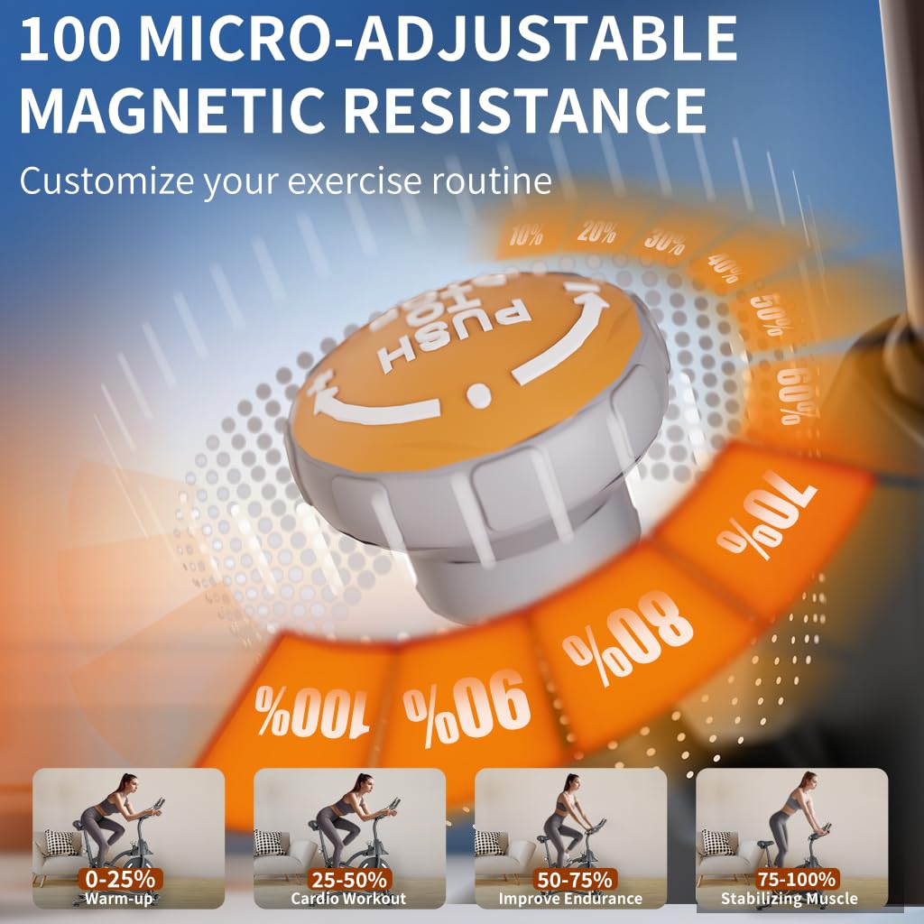 Exercise Bike,Stationary Bikes for Home,Adjustable Workout Bike, Professional Exercise Bikes for Home, Efficient Workout Bike with Smartphone Mount & Digital Pulse Display