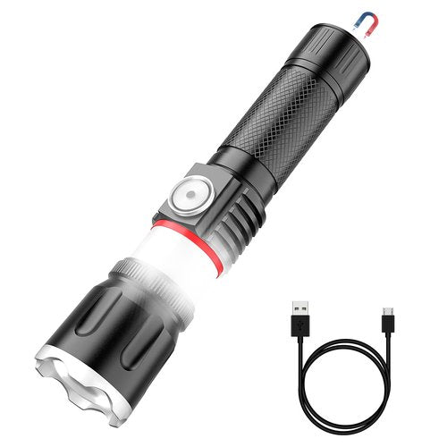 Vnina Tactical Flashlight Rechargeable, High Lumens Led Flashlights Handheld-Magnetic Base, Super Bright, Zoomable, Water-Resistance, 4 Modes, Powerful Flash Light for Camping, Hiking and Emergence