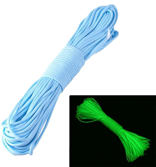 9 Strand 550 Luminous Glow in The Dark Paracord Parachute Cord 100FT (Blue)