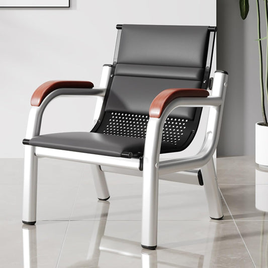 Office Reception Guest Chair with Backrest and Armrests 1-Seat Waiting Room Bench for Airport Business Hospital, Easy to Assemble(Brown)
