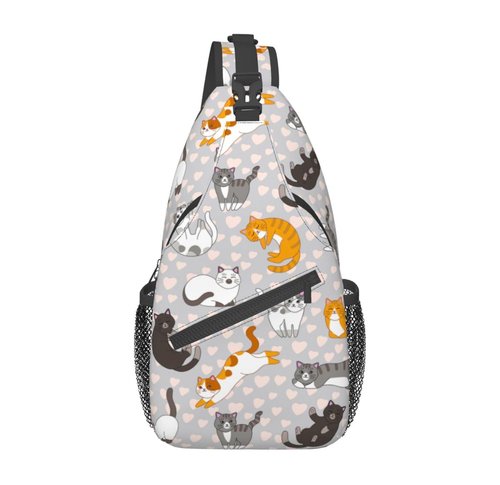 VOOHDDY Cute Cat Kitten Sling Bag For Women Men Fun Animal Travel Hiking Backpack Crossbody Shoulder Chest Bags Casual Daypack Sport