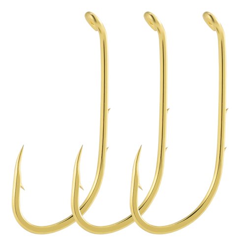 Dr.Fish 100 Pack Baitholder Hooks, Freshwater Fishing Hooks Gold, Offset, for Walleye Rigs, Crawler Harness, Trout/Bass/Crappie/Blugill/Panfish #4