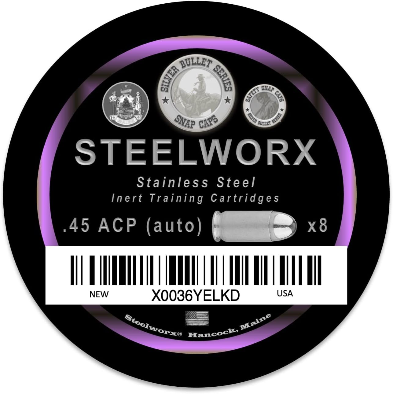 Steelworx 45 ACP (Auto) Stainless Steel Snap Cap Training Round