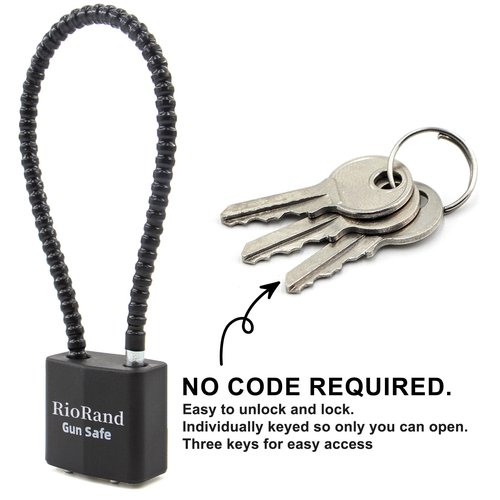RioRand Keyed Cable Gun Locks Simple Operation 8.5" Compatible with Pistols, Handguns, Rifles, and Shotguns,Storage for Firearm Locking and Safety 3PCS