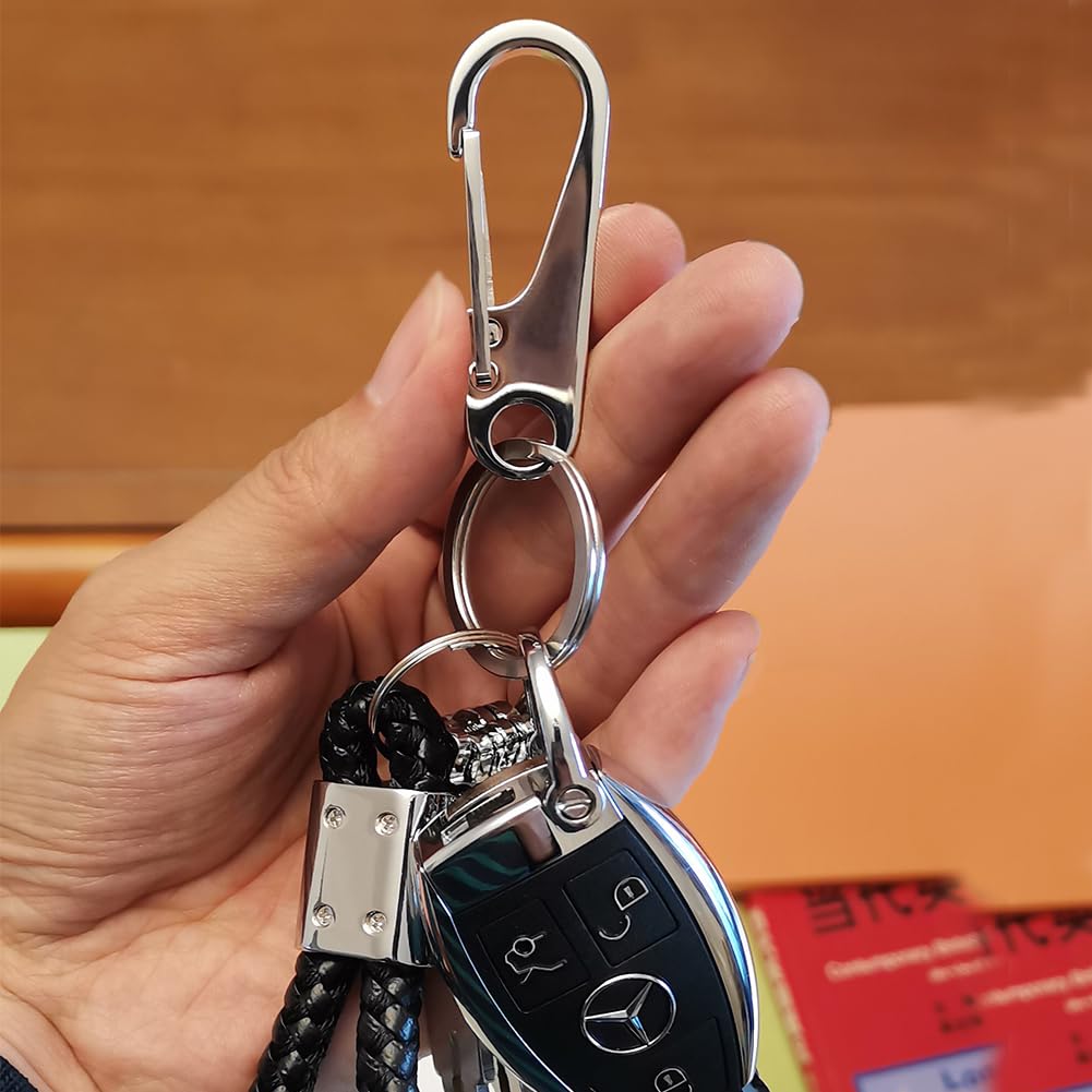 Augoing Keychain,Carabiner Clip Key Ring with Quick Release,Heavy Duty Car Key Chain Fob Holder for Men and Women,Stainless Steel Belt Loop Keyring