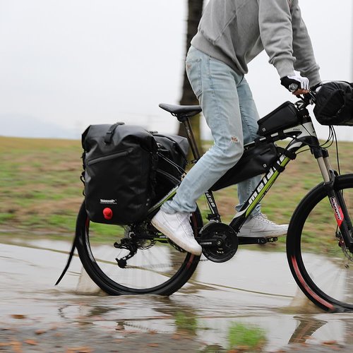 Rhinowalk Bike Bag Waterproof Bike Pannier Bag 27L for Bicycle Cargo Rack Saddle Bag Shoulder Bag Laptop Pannier Rack Bicycle Bag Professional Cycling Accessories-Black