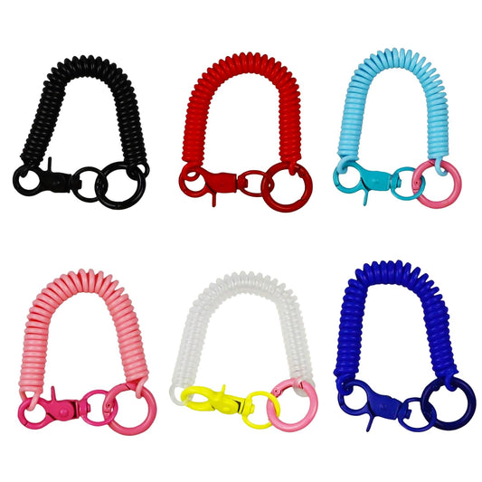 6 Pcs Heavy-Duty Spring Coil Keychain, Assorted Colored Spiral Retactable Spring Keychain Portable Anti-Lost Safty Cord