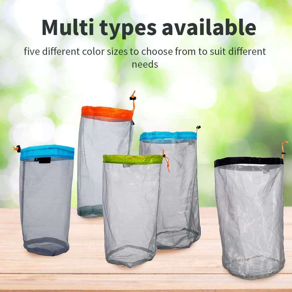 VGEBY Nylon Mesh Stuff Storage Sack Drawstring Mesh Bag Drawstring Sleeping Bag Storage Sack for Camping Hiking Backpacking (L-Green)