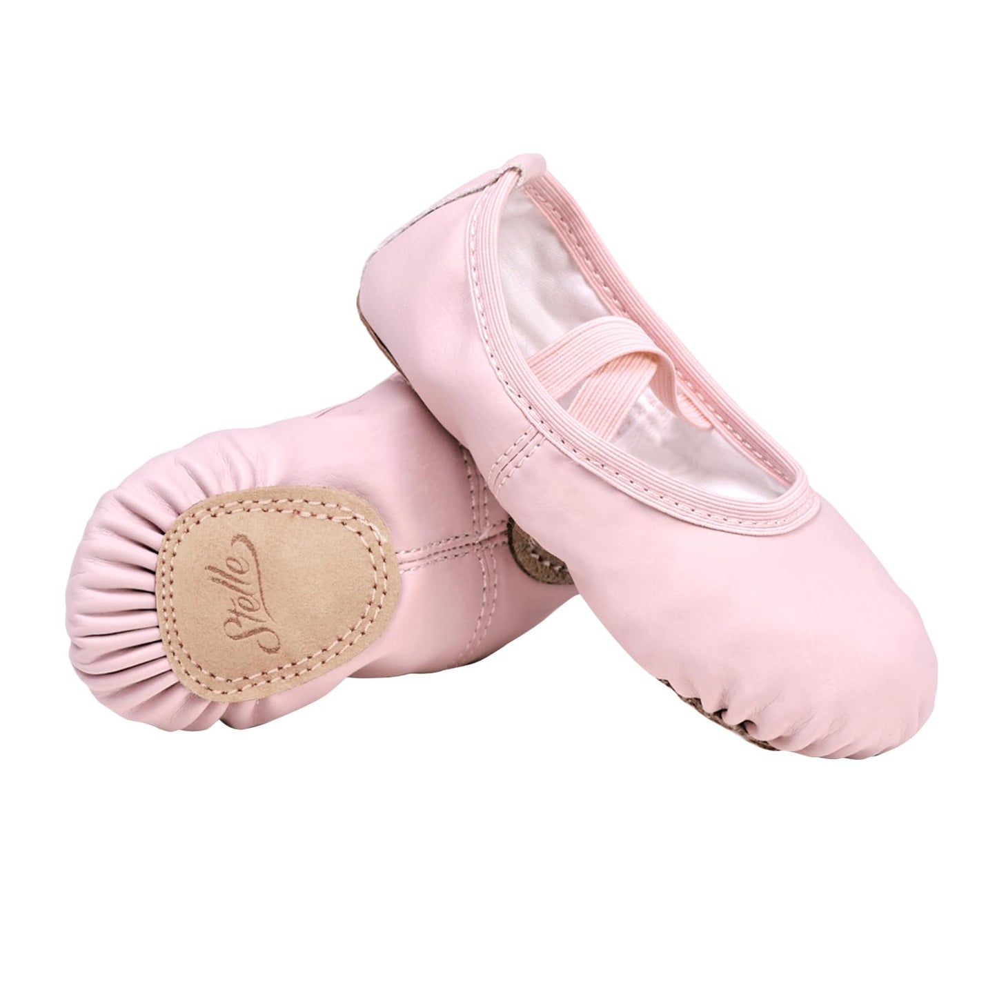 Stelle Ballet Shoes for Girls Toddler Ballet Slippers Soft Leather Boys Dance Shoes for Toddler/Little Kid/Big Kid(Pink, 4MB)