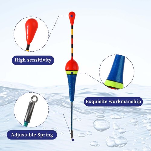 Giantree Fishing Floats Fishing Bobbers,10 Pcs Oval Trout Float Foam Fishing Floats Wood Slip Fishing Bobbers, Bobber Stopper Spring Stick Slip Floats Accessories for Catfish Trout Bass Fishing Line