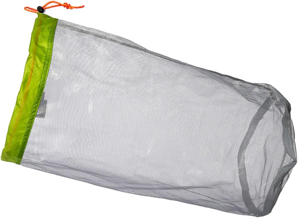 Mesh Stuff Sack Light Weight Nylon Mesh Drawstring Storage Bag for Travelling Hiking Camping Stuff Storage(Orange M)