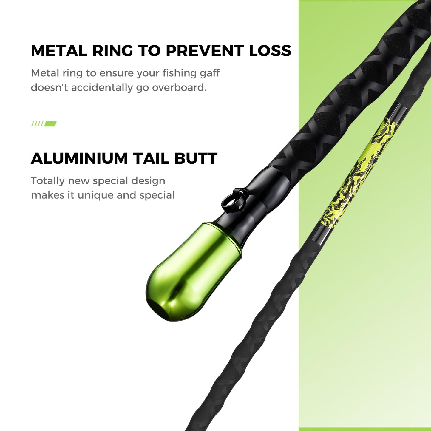 FISHAPPY Fishing Gaff Saltwater Fish Gaff with 4-Inch Stainless Steel Fishing Hook Solid Fiberglass Fishing Gaff 3'/ 4'8''/ 7' (4-Feet 8-Inch)