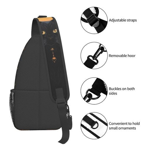Cat Sling Bag Travel Crossbody Backpack Hiking chest Daypack Shoulder Pack for Women Adjustable Waterproof Lightweight Walking Outdoor