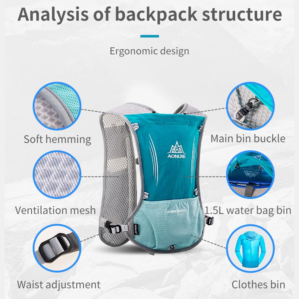 AONIJIE Hydration Backpack Vest for Outdoor Sports Breathable and Lightweight,Hydration Pack for Running, Cycling, and Hiking