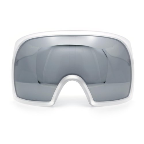 Super Oversized XXL Goggle Style Wrap Around Sport Plastic Sunglasses Frost - Silver Mirror