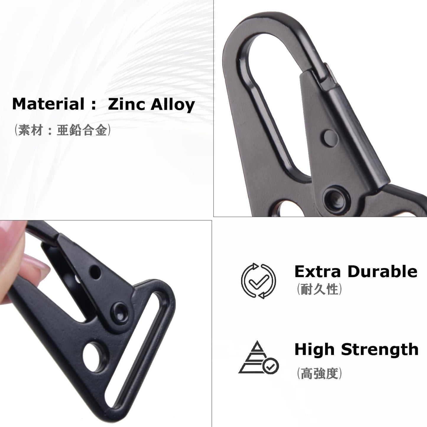 6 Pack Metal Rifle Sling Clips HK Style Sling Snap Hook Enlarged Mouth Clips Tactical Gear for Keyring Hang, Buckle and Paracord - 1" 5