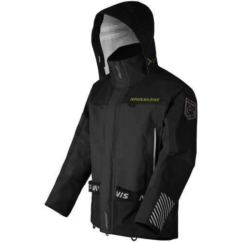 NAVIS MARINE Men‘s Wading Jacket-Waterproof Breathable 4-Layer Rain Jacket for Riding and Hiking(Black,X-Large)