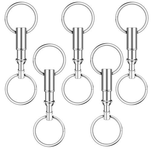 DUMEALAGR Quick Release Keychain, Detachable Pull Apart Key Rings Keychains Snap Lock Holder Dual Pull Apart Key Chain