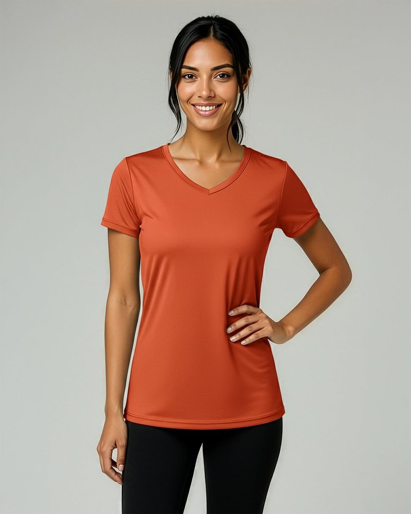Real Essentials 5 Pack: Women's Dry-Fit Short Sleeve V Neck T Shirt Workout Fitness Yoga Top Tee (Available in Plus Size), Set 12, 2X