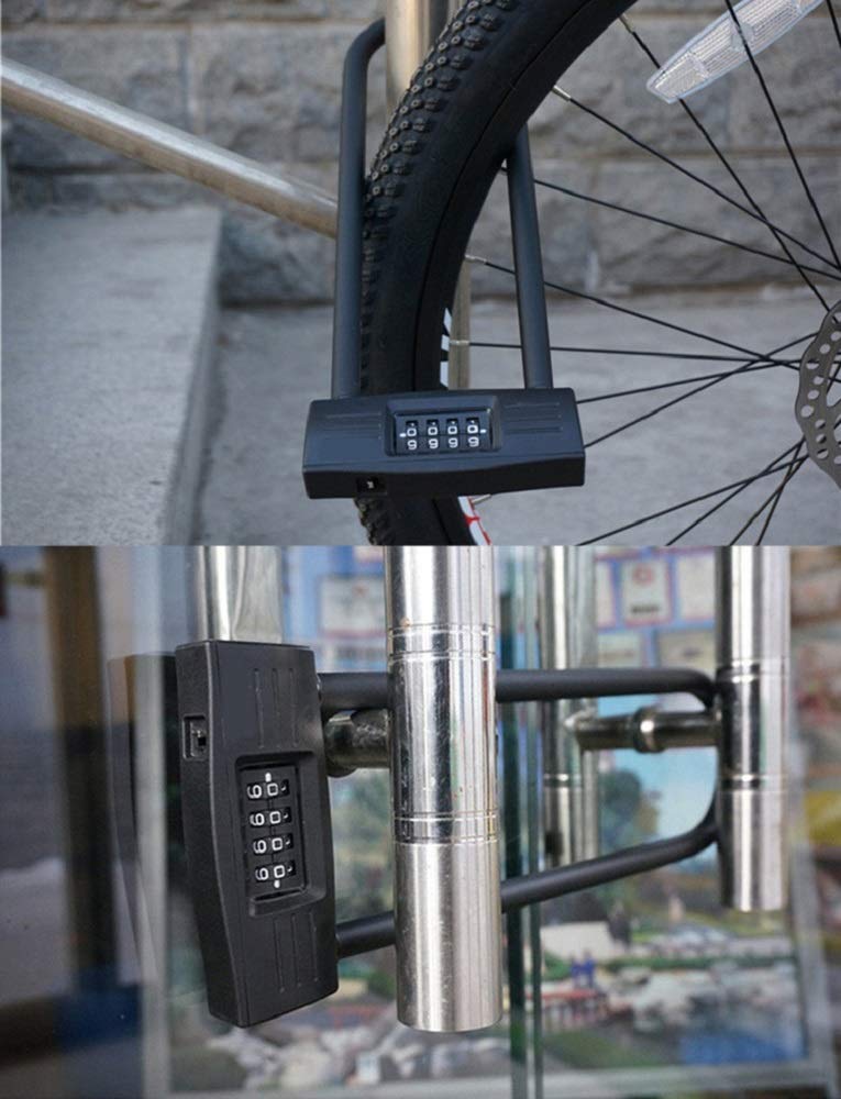 Junway 4-Digit Combination Bike Lock, Heavy Duty U-Lock for Bicycles, Motorcycles, Metal Gates