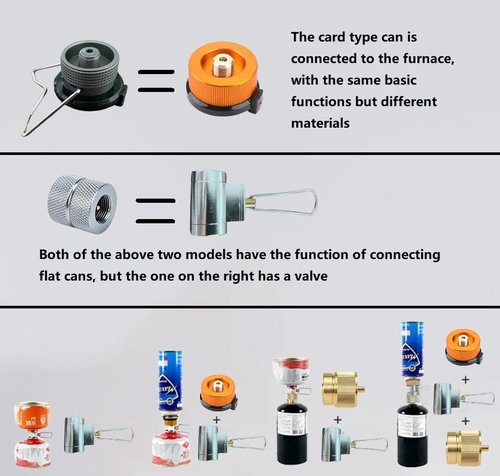 Butane filling adapter, camping stove burner gas filling adapter, butane propane adapter with exhaust pressure button, very suitable for propane tank/camping stove adapter. (Brass color 1, A)