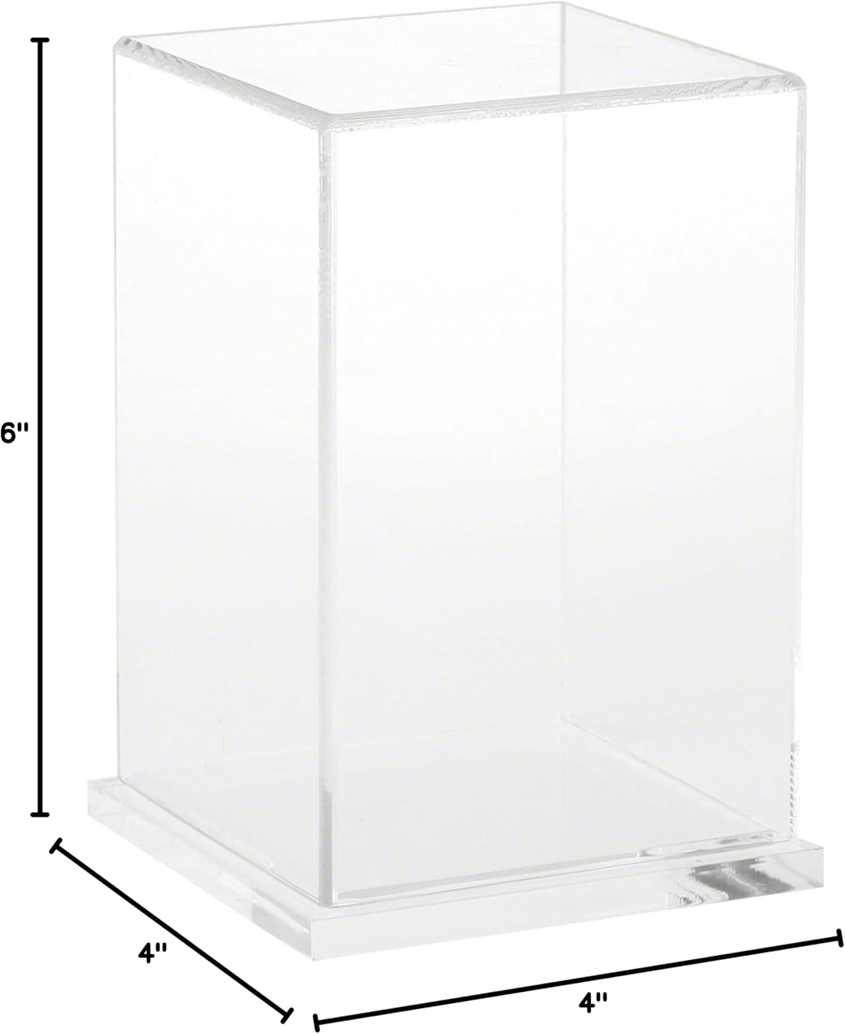 Plymor Clear Acrylic Display Case with Hardwood Base, 4" W x 4" D x 6" H