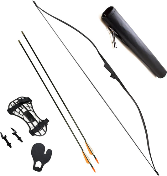 SAS 30-35lbs 22-29" Robinhood Long Bow for Adult/Youth with Armguard, Finger Tab, Arrow Rest and 2 x Arrows