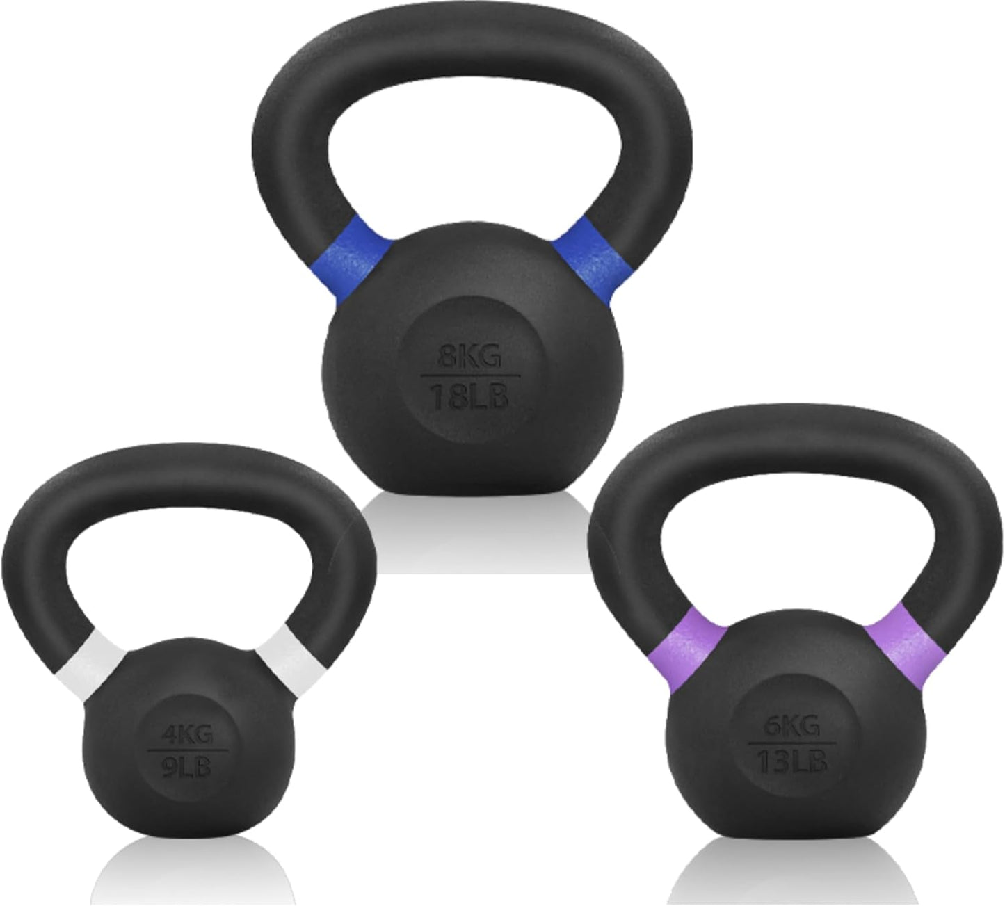 Yes4All Powder Coated Cast Iron Kettlebell Strength Training Kettlebells Weight Set for Full Body Workout, Home Gym
