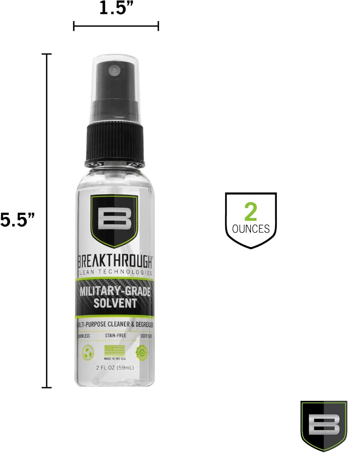 Breakthrough Clean Technologies Military-Grade Handgun and Rifle Cleaning Solvent, Grease Remover - 6oz/2oz/15ml/32oz Spray Bottle