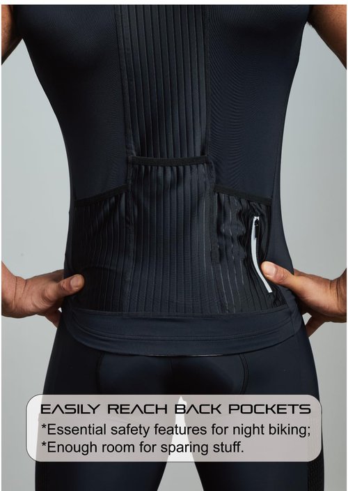 EASYINPRO Wind Tunnel Fabric Mens Sleeveless Cycling Jersey Tops Cycling Vest Bike Biking Vest, Reflective Pocket Black