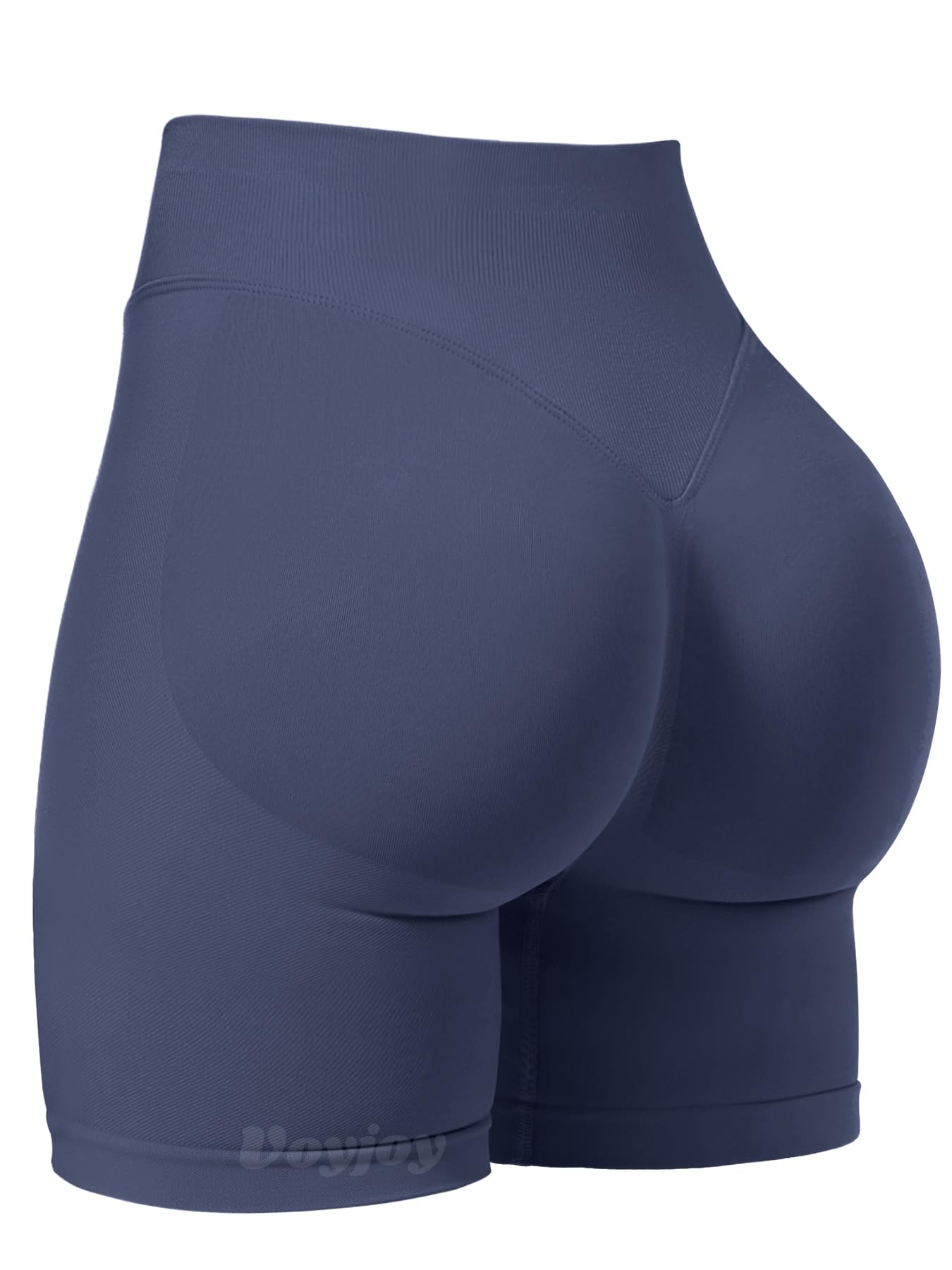 VOYJOY Women Workout Impact Shorts 2.5"/ 3.6"/ 4.5"/ 6" Scrunch Butt Lifting Gym Seamless Booty Biker Shorts Blue Grey