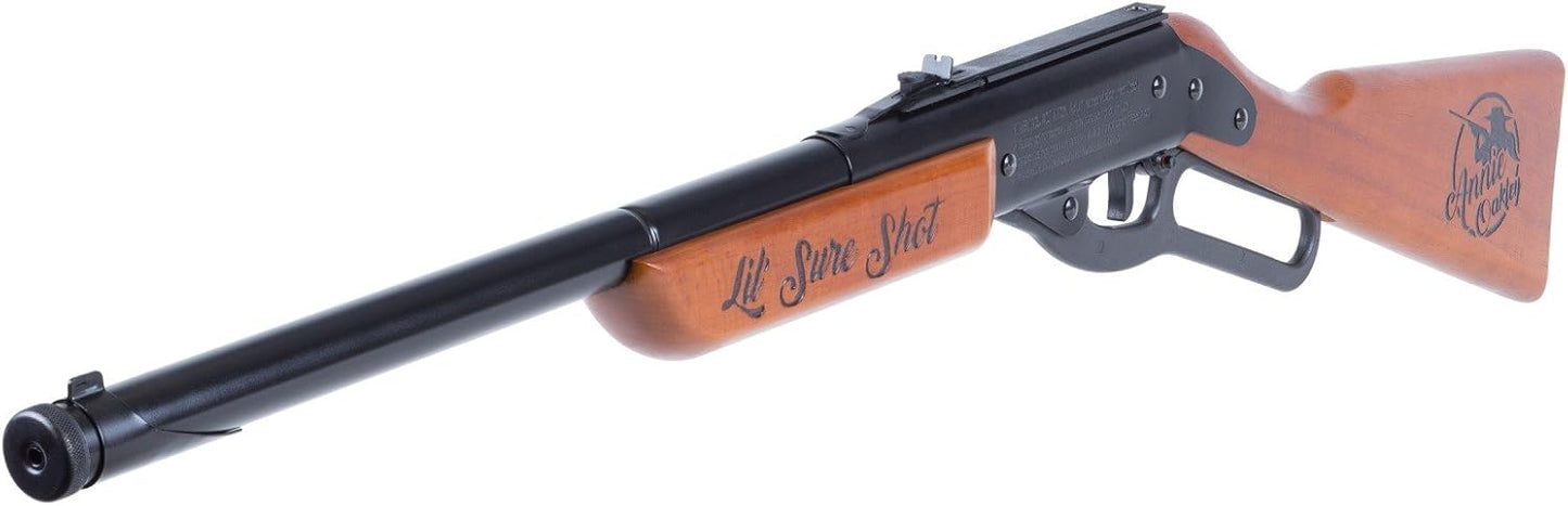 Annie Oakley Lil Sure Shot Lever-Action Spring Piston BB Rifle with Hardwood Custom Embossed Stock