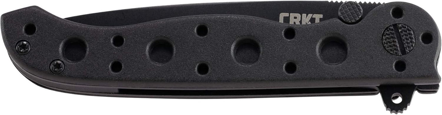 CRKT M16-10KZ EDC Folding Pocket Knife: Everyday Carry, Black Serrated Edge Blade, Tanto, Automated Liner Safety, Nylon Handle, Pocket Clip