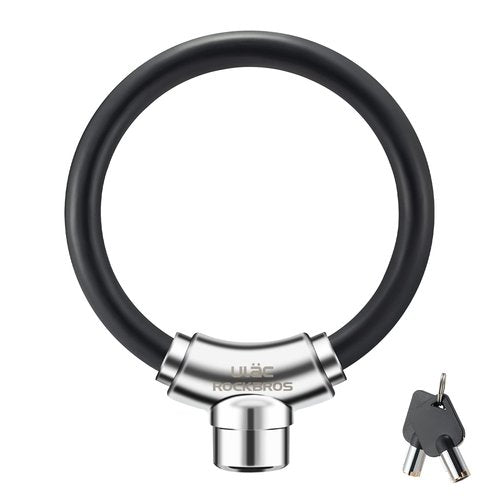 ROCKBROS Anti-Theft Bike Cable Lock, Black, Portable, Key Lock, Rustproof