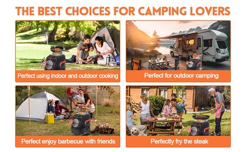 SPBSVDT Wood Burning Camp Stove, Outdoor Portable Wood Burning Camp Stove, Large Stainless Steel Camping Stove for Outside Cooking Survival Campfire Patio Backyard Gathering 16"L x 13"W x 17"H3