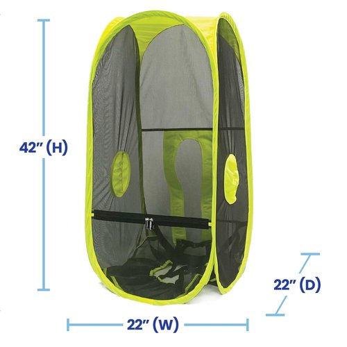 WeatherPod Short Bug-Screen Walking Pod – Pop-Up Wearable Mosquito & Bug Screen with Mesh – Fine Gauge, Fully Enclosed Personal Bubble – Safety Yellow