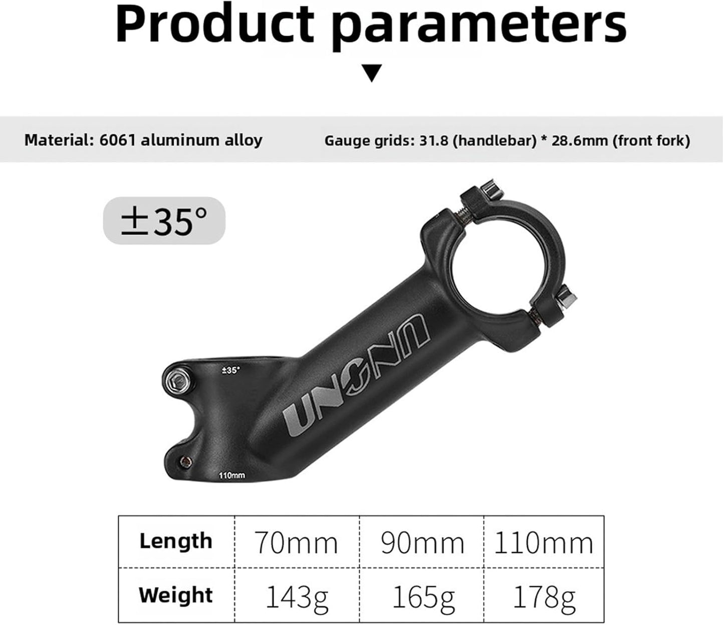 FOMTOR 25.4 stem 60mm 90mm 110mm 35 Degree Bike Handlebar Stem Riser MTB Stem for Mountain Bike Road Bike BMX MTB