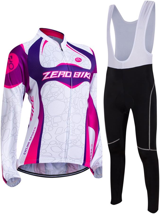 Women's Breathable Long Sleeve 3D Gel Padded Bicycle Cycling Suit Mesh Cloting Pants Set UV Protective