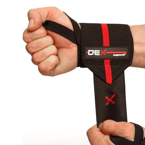 DEXsupports Wrist Wraps (Pair), Grip with Thumb Loop, 19.5" Gym Straps, Wrist Straps for Weightlifting, Best Wrap for Powerlifting Competition, Strength Training, Bodybuilding Mens and Womens