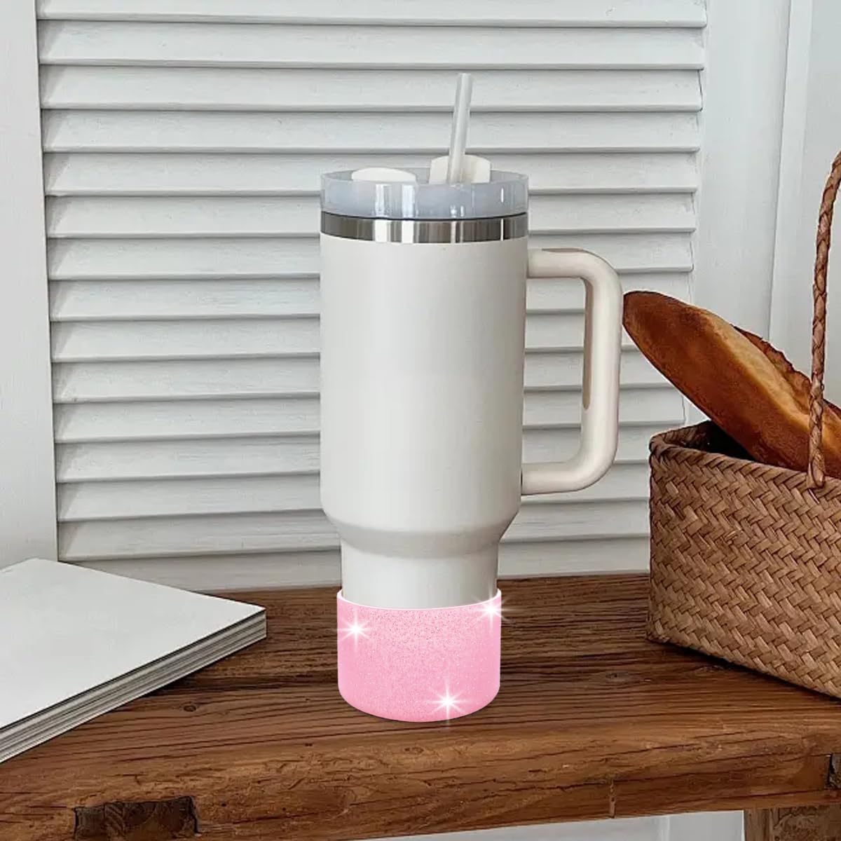 6 PCS Protective Glitter Silicone Boot, Bling Anti Slip Bottom Cover Bumper Cover Glitter Reduces Dents Sleeve, with All Water Bottles with Bottom Width of 2.85-3.56in Tumblers & Water Glasses