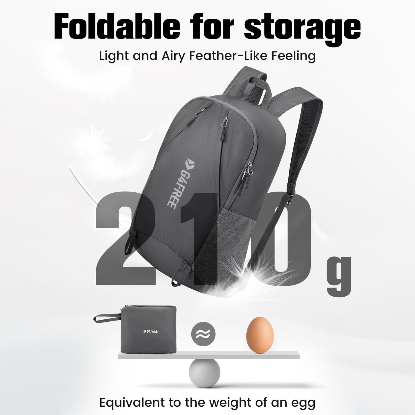 G4Free 24L Packable Hiking Backpack Lightweight Foldable Small Sport Travel Daypack Water Resistant for Women Men