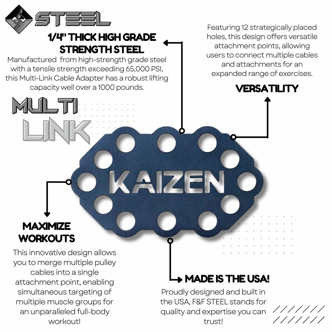 F&F STEEL Kaizen Multi-Link - Cable Machine Attachment for Pulley Systems - Combine Multiple Cables in One