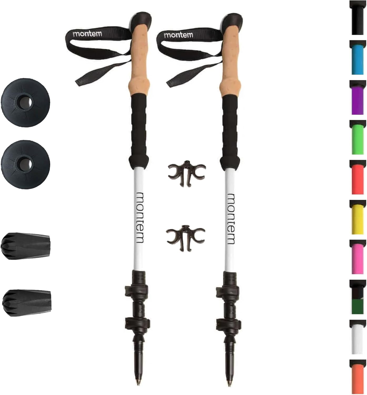 Montem Ultra Strong Trekking, Walking, and Hiking Poles - One Pair (2 Poles) - Collapsible, Lightweight, Quick Locking, Weather-Resistant and Ultra Durable