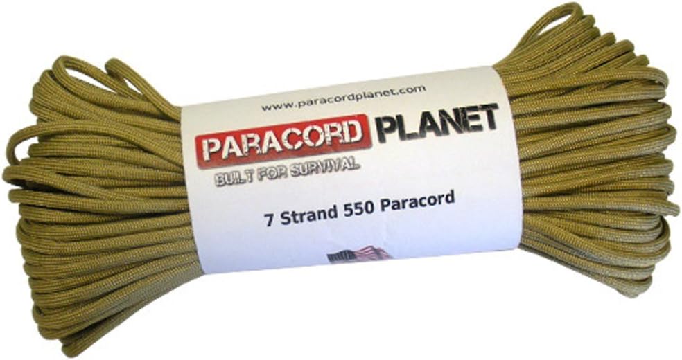 Paracord Planet 550 lb, 50' Foot Hank, Parachute Cord. Also Known as Paracord Rope, Parachute Rope, Utility Cord, Tactical Cord, and Military Cord. USA Made to Provide Durability and Strength.