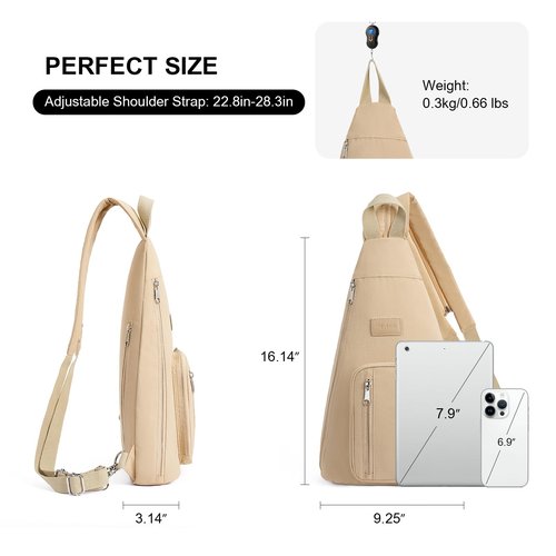 Telena Sling Bag Crossbody Backpack for Women Man 2 in 1 Lightweight Chest Bag Casual Daypack Backpacks for Travel Hiking Khaki