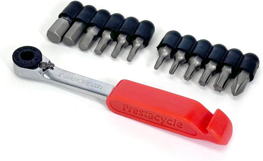 Prestaratchet II Mini Ratchet Multi-tool - Tire Lever Handle (Kit with (12) CRV Bits)