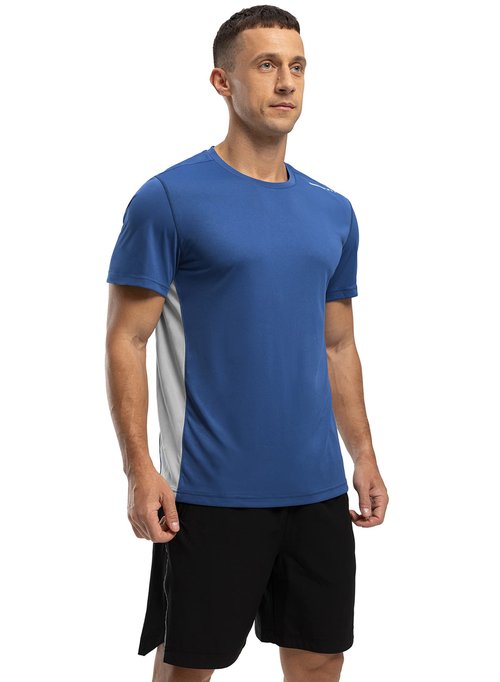 BASUDAM Men's Short Sleeve Shirts Quick Dry Cooling UPF 50+ Lightweight Athletic T-Shirts Running Workout Tops Navy Blue XXL