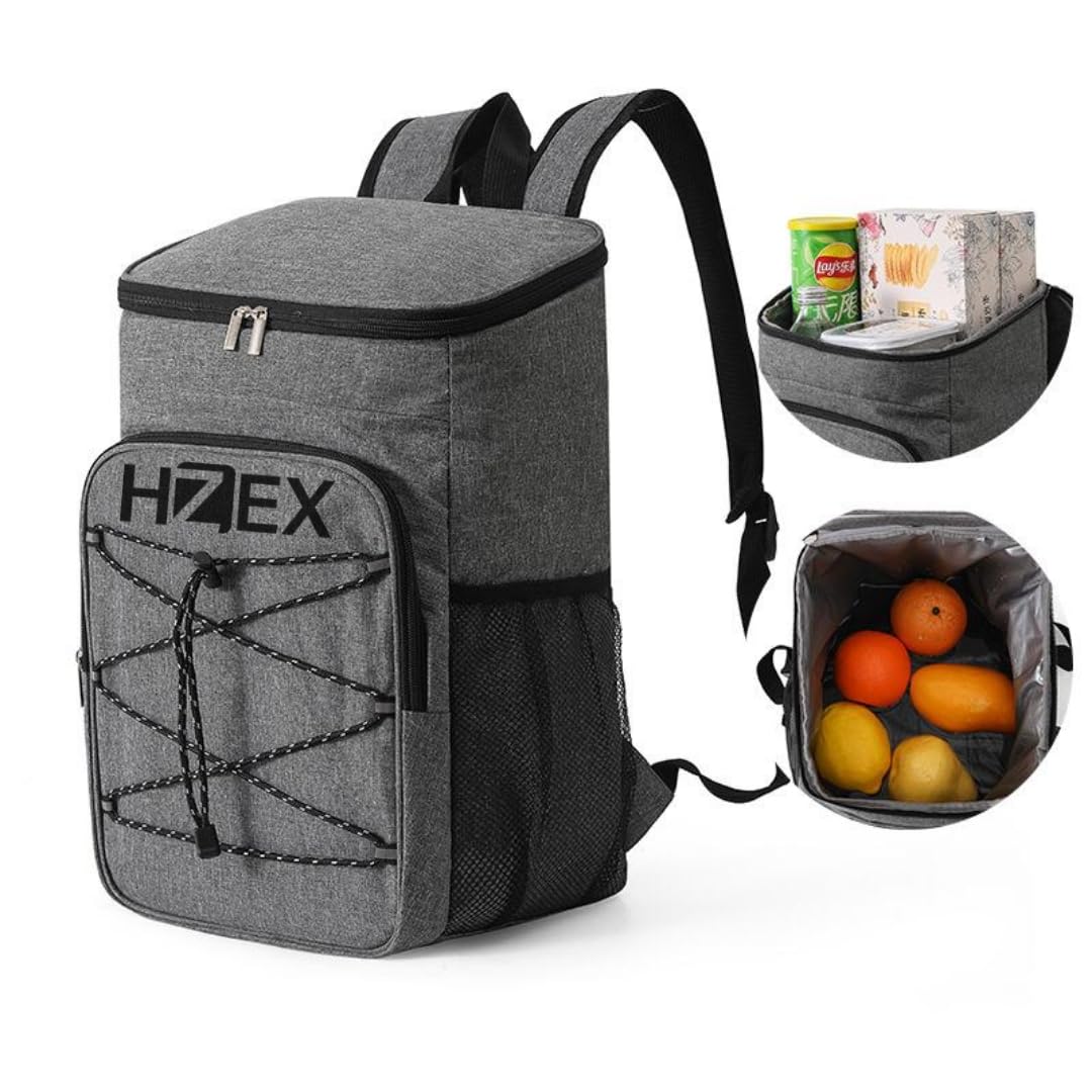HZEX 25L Insulated Cooler Backpack – Leak Proof Travel Back Pack Cooler for Hiking, Camping, Beach, Picnic & Outdoor Adventures – Large Capacity Soft Cooler Bag for Men & Women, Keep Food - Drink Cold