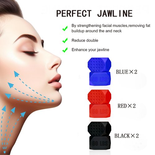 HESZYQ Jaw Exerciser for Men & Women, 6pcs Silicone Jawline Exerciser, 3 Resistance Levels (40lbs, 50lbs, 60lbs), BPA Free, Face Slimming Tools, Jaw Strengthener Shaper