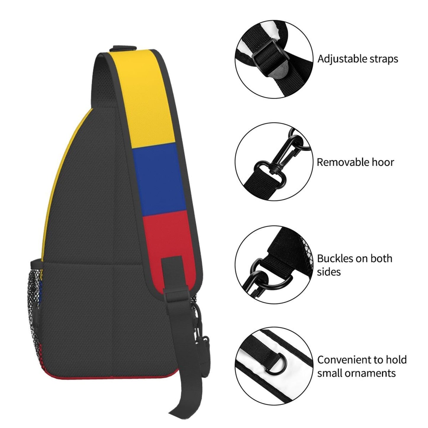 ASYG Colombia Flag Sling Bag Crossbody Backpack Colombian Travel Hiking Daypack Shoulder Chest Bag for Women Men